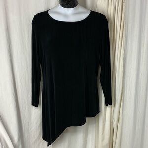 Chico’s Travelers 3 XL Asymmetrical Black Tunic Top L/S